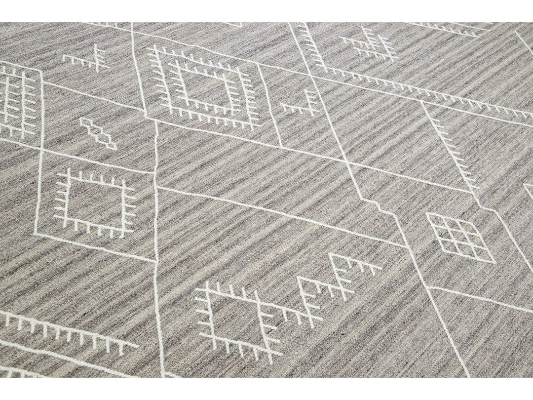 Modern Kilim Wool Rug 10 X 14