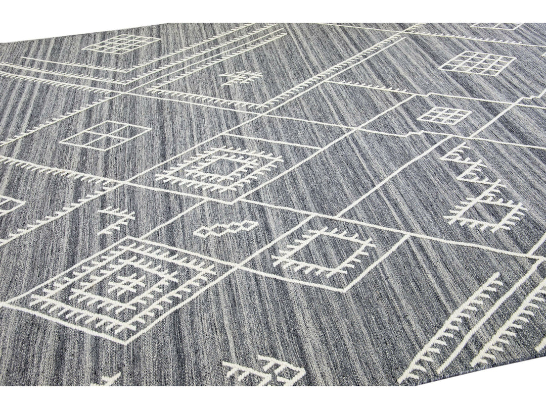 Modern Kilim Wool Rug 9 X 12