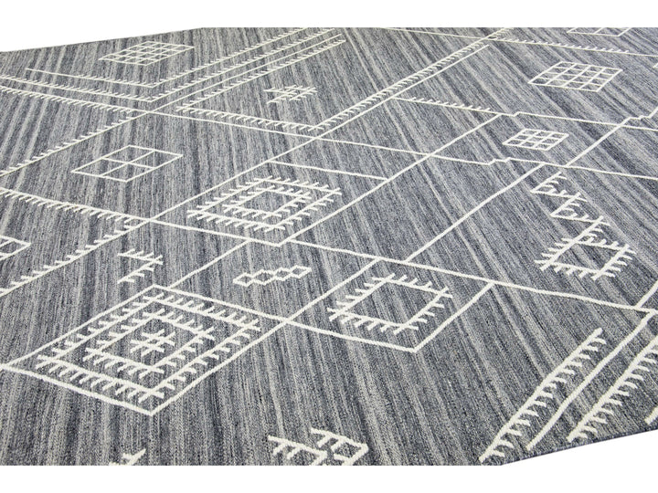 Modern Kilim Wool Rug 9 X 12