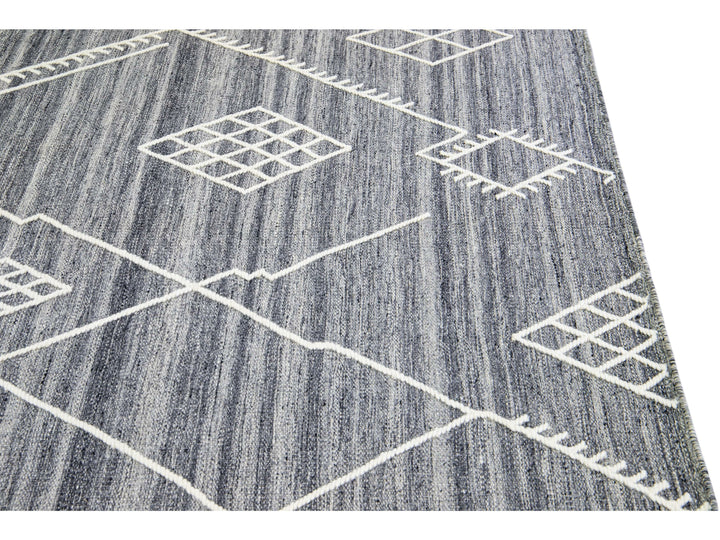 Modern Kilim Wool Rug 9 X 12
