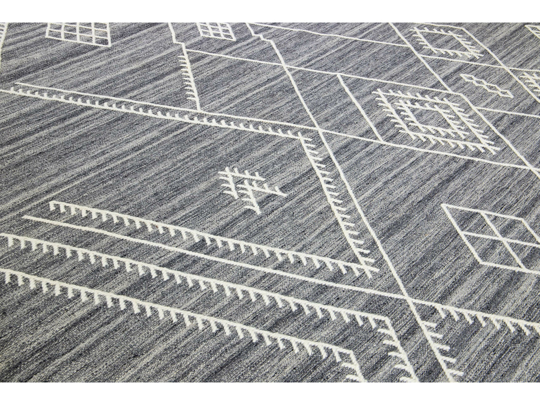 Modern Kilim Wool Rug 9 X 12