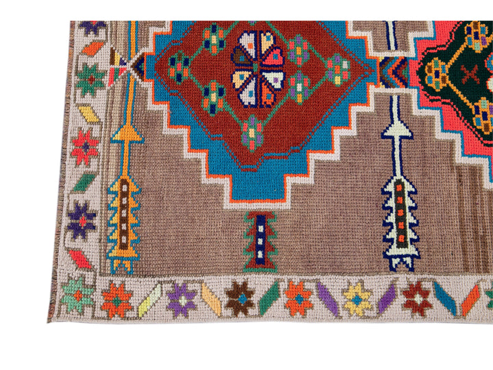 Mid-20th Century Colorfull Vintage Turkish Wool Runner Rug 3' x 10'
