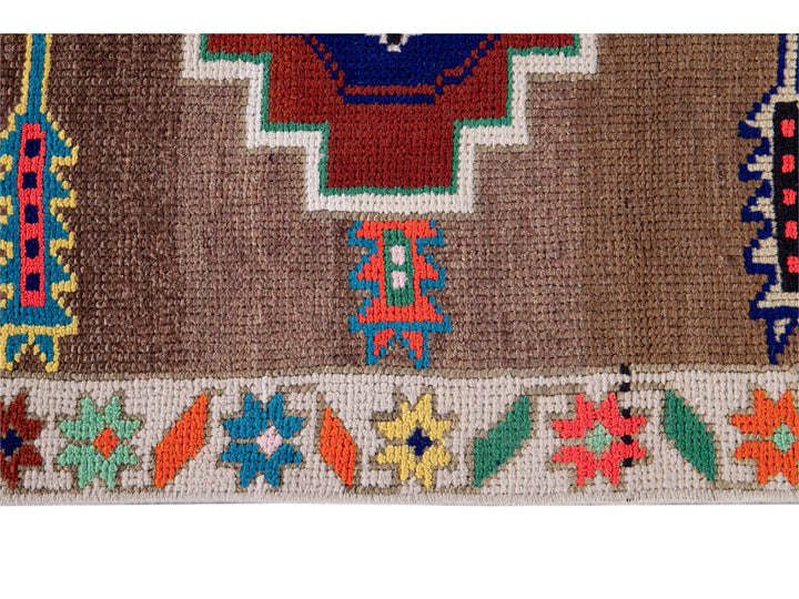 Mid-20th Century Colorfull Vintage Turkish Wool Runner Rug 3' x 10'
