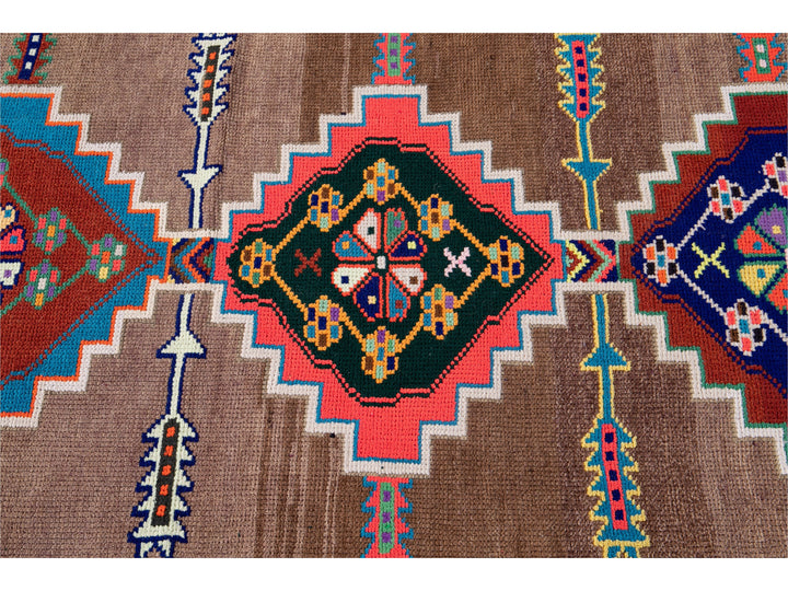 Mid-20th Century Colorfull Vintage Turkish Wool Runner Rug 3' x 10'