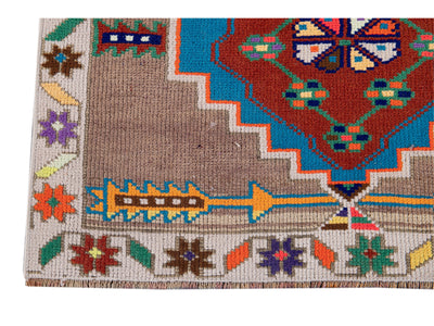 Mid-20th Century Colorfull Vintage Turkish Wool Runner Rug 3' x 10'