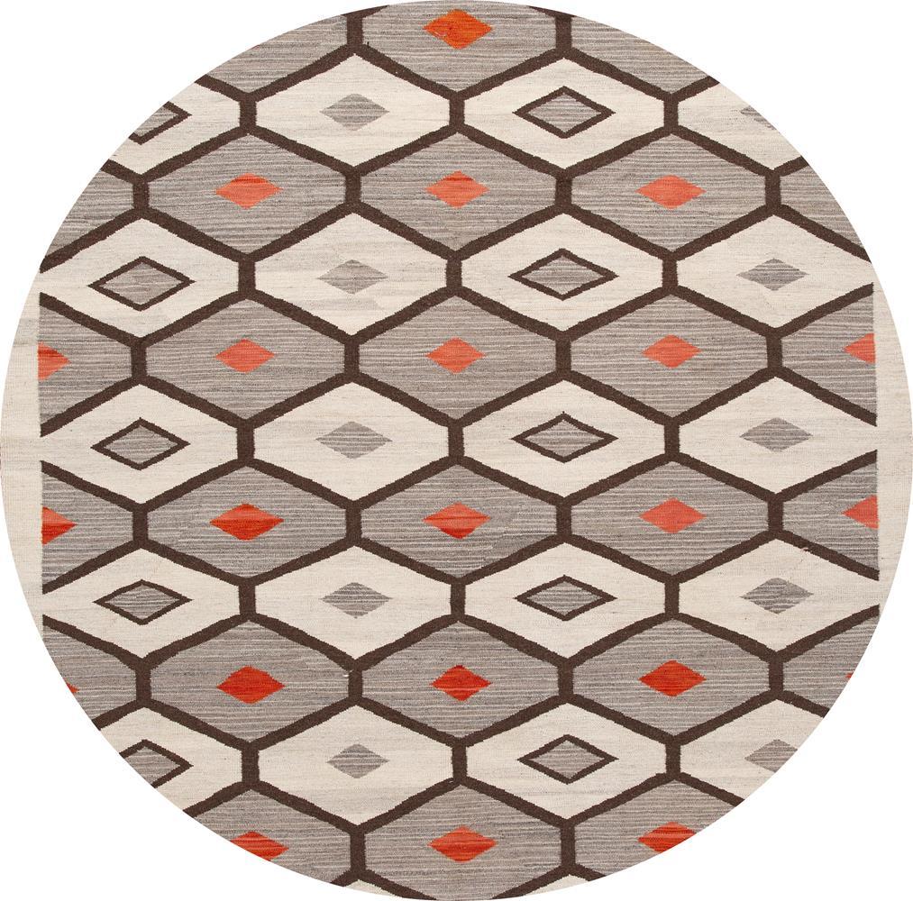 Modern Flat-Weave Navajo Wool Rug 10 X 14