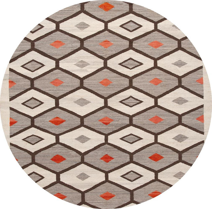 Modern Flat-Weave Navajo Wool Rug 10 X 14