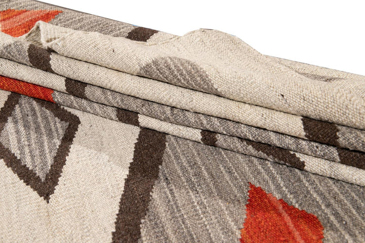 Modern Flat-Weave Navajo Wool Rug 10 X 14