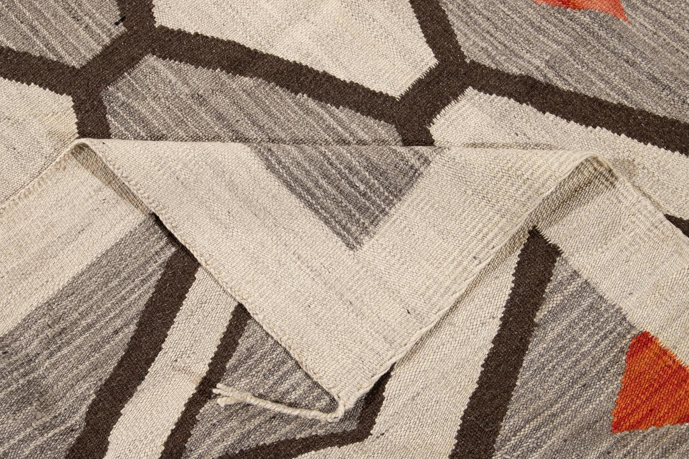 Modern Flat-Weave Navajo Wool Rug 10 X 14