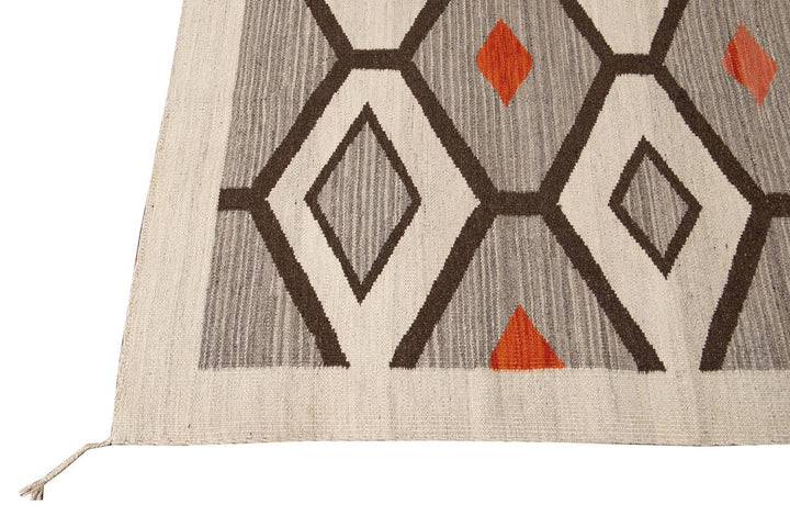 Modern Flat-Weave Navajo Wool Rug 10 X 14