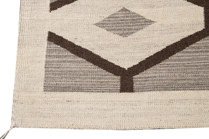 Modern Flat-Weave Navajo Wool Rug 10 X 14
