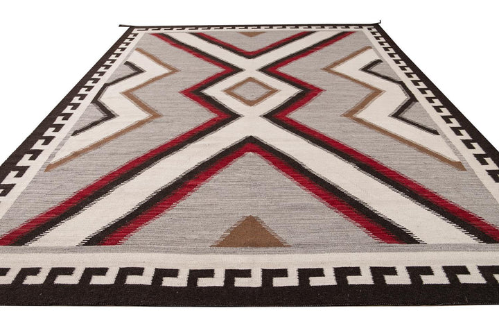 Modern Flat-Weave Navajo Wool Rug 10 X 14