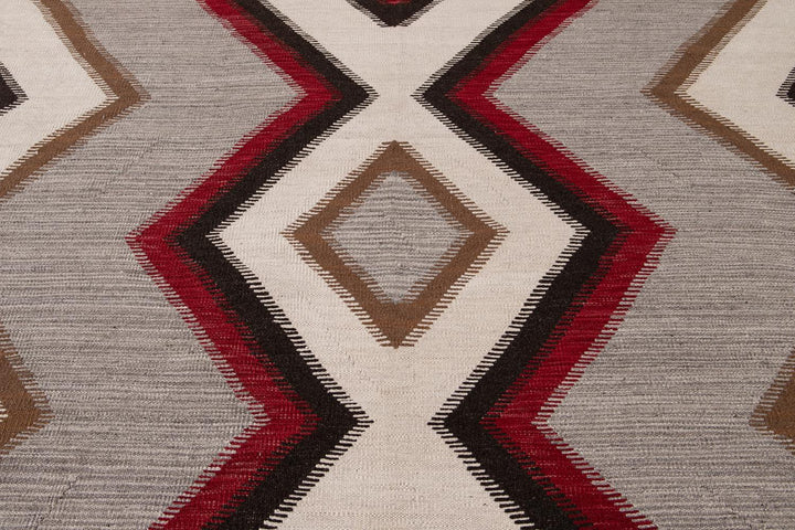 Modern Flat-Weave Navajo Wool Rug 10 X 14