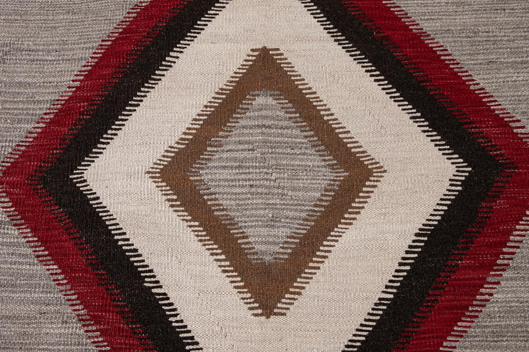 Modern Flat-Weave Navajo Wool Rug 10 X 14