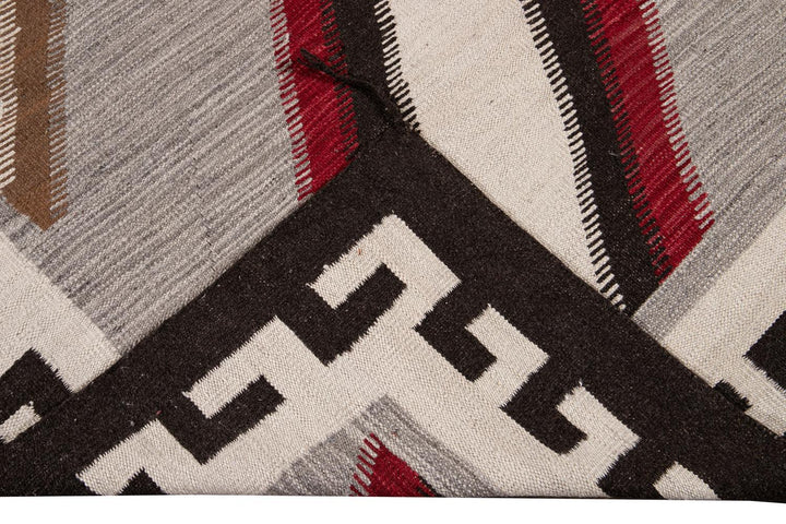 Modern Flat-Weave Navajo Wool Rug 10 X 14