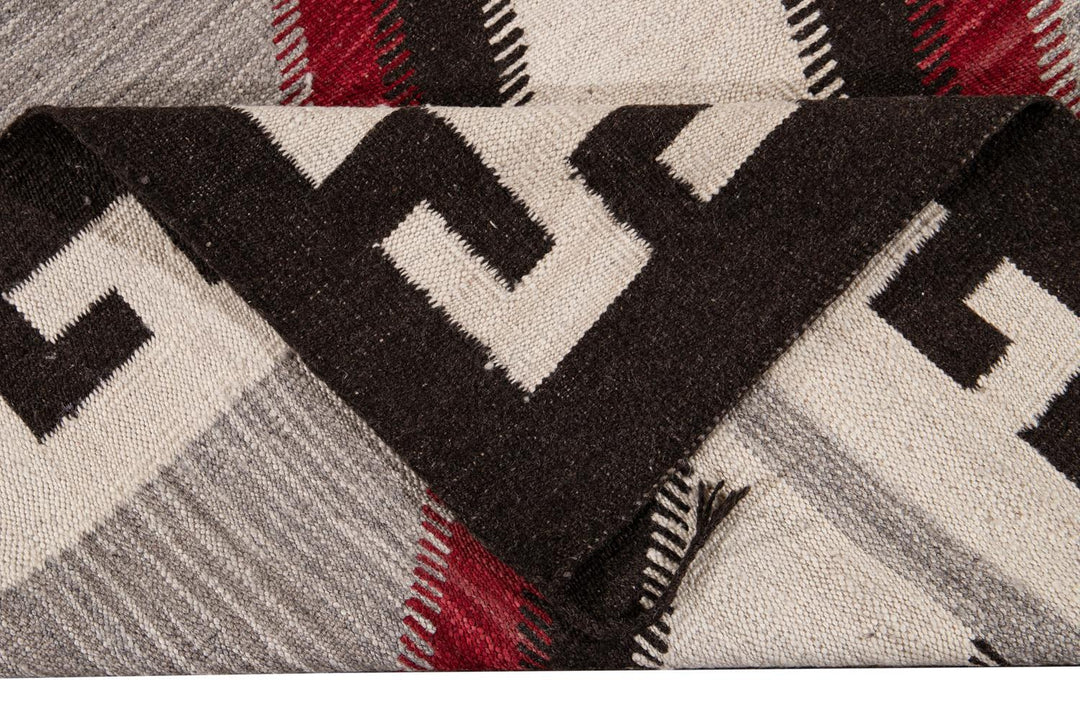 Modern Flat-Weave Navajo Wool Rug 10 X 14