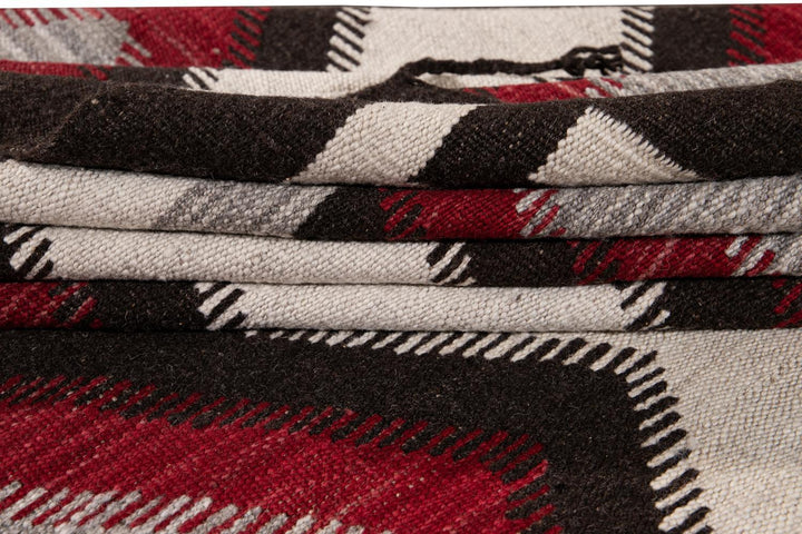 Modern Flat-Weave Navajo Wool Rug 10 X 14