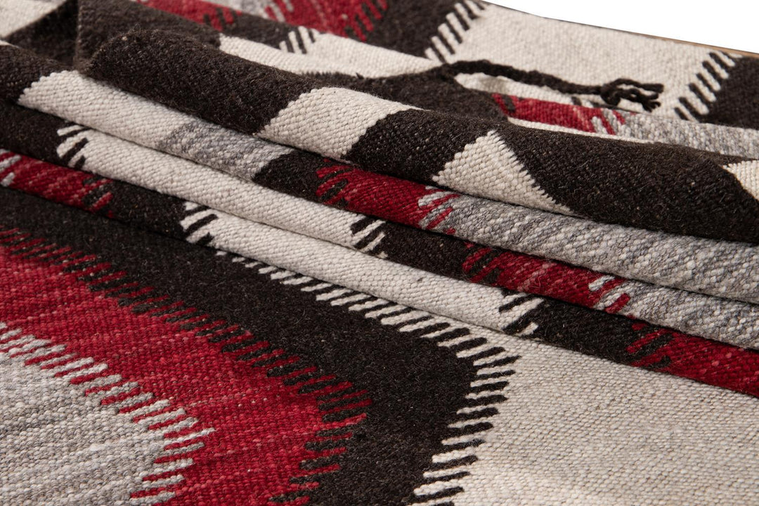 Modern Flat-Weave Navajo Wool Rug 10 X 14