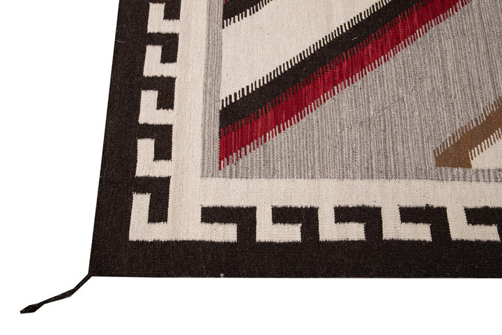 Modern Flat-Weave Navajo Wool Rug 10 X 14