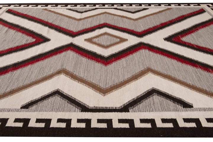 Modern Flat-Weave Navajo Wool Rug 10 X 14