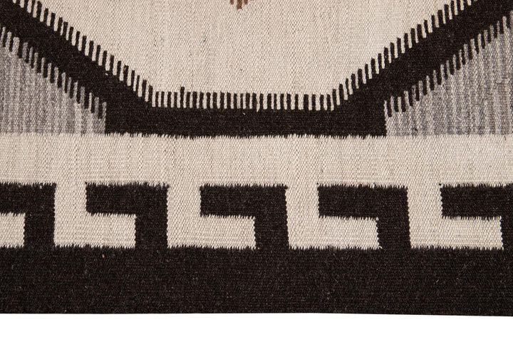 Modern Flat-Weave Navajo Wool Rug 10 X 14