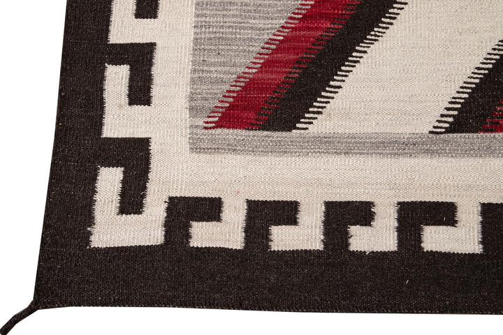 Modern Flat-Weave Navajo Wool Rug 10 X 14