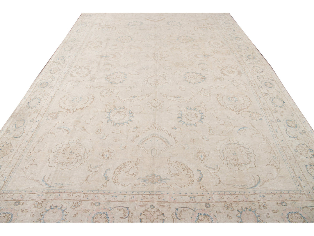 Vintage Tabriz Wool Rug 10 X 17