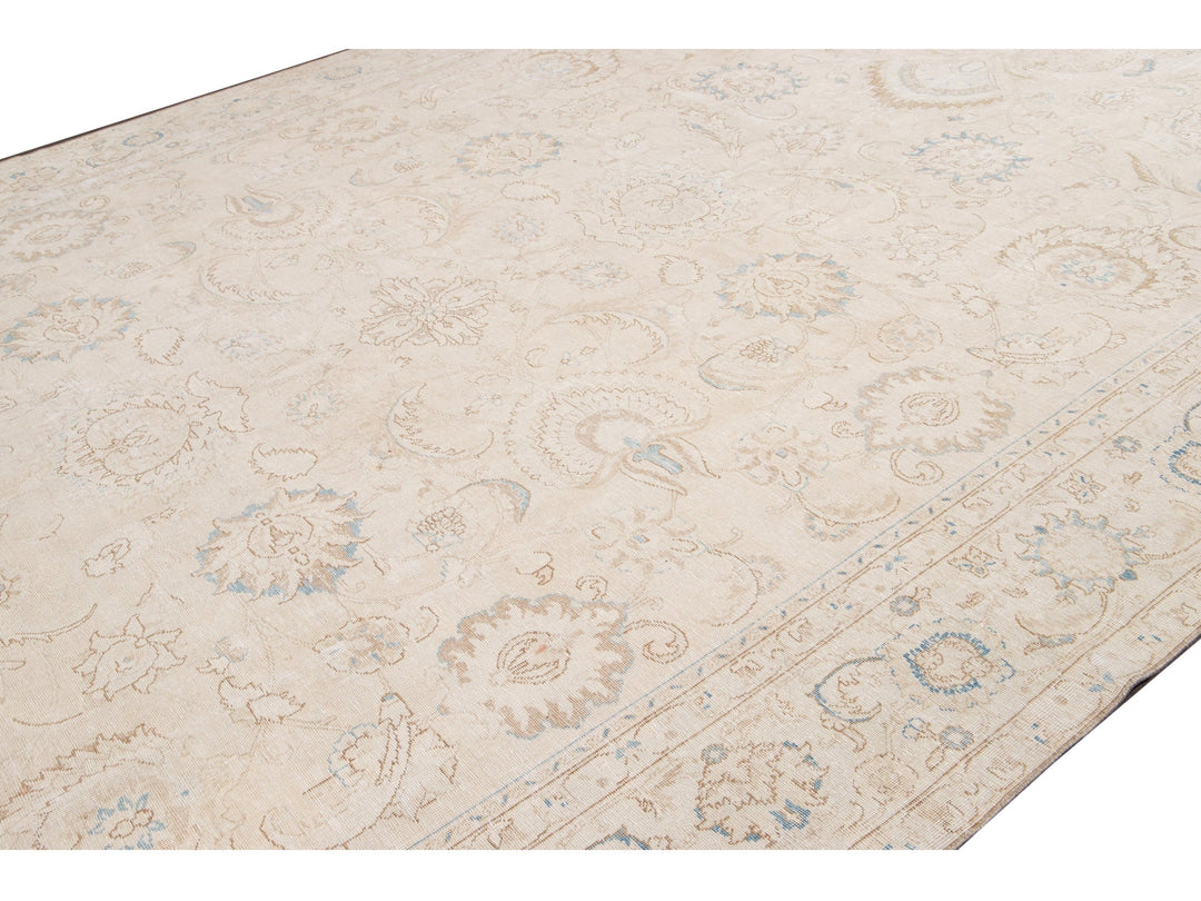 Vintage Tabriz Wool Rug 10 X 17