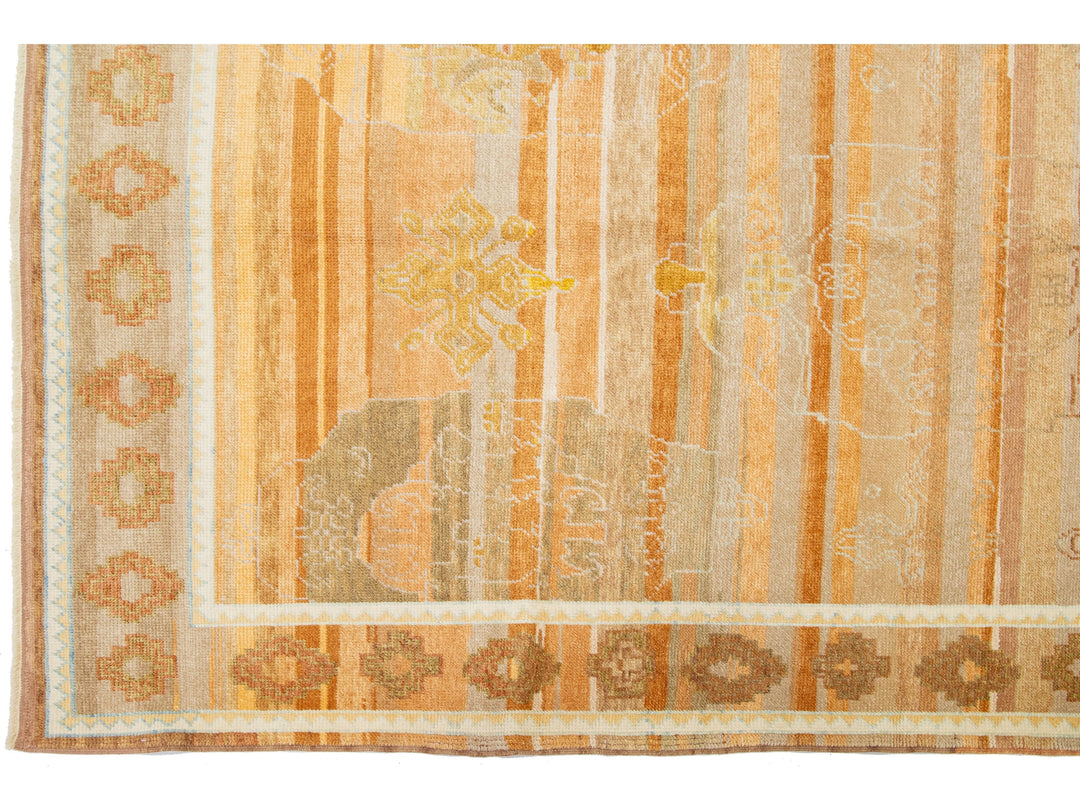 Modern Oushak Wool Rug 9 X 13