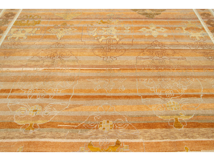 Modern Oushak Wool Rug 9 X 13