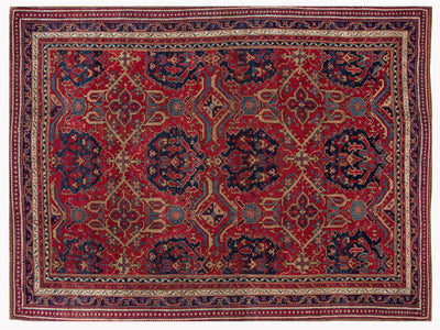 Red Antique Turkish Oushak Handmade Allover Designed Wool Rug