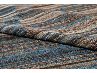 Modern Striped Flat-Weave Wool Rug 5 X 6
