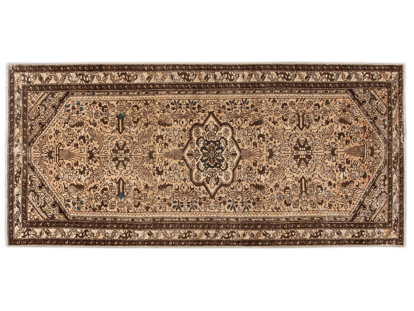 Vintage Persian Handmade Floral Distressed Wool Runner