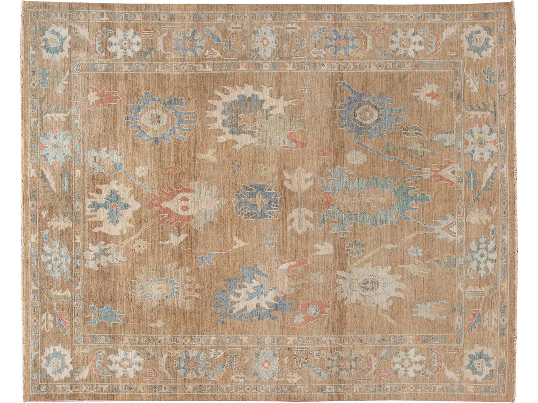 Modern Sultanabad Brown Handmade Floral Wool Rug