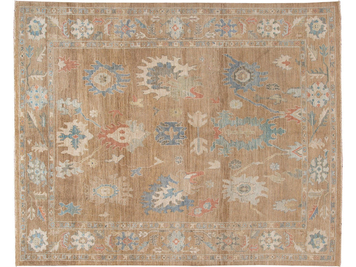 Modern Sultanabad Brown Handmade Floral Wool Rug