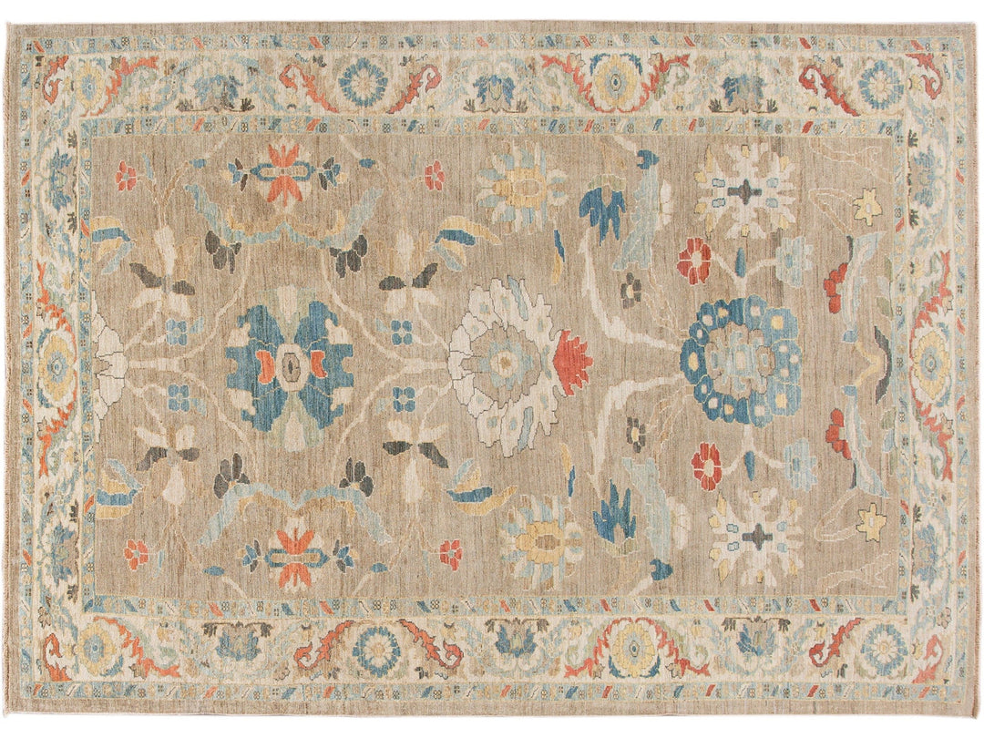 Modern Sultanabad Handmade Floral Multicolor Wool Rug