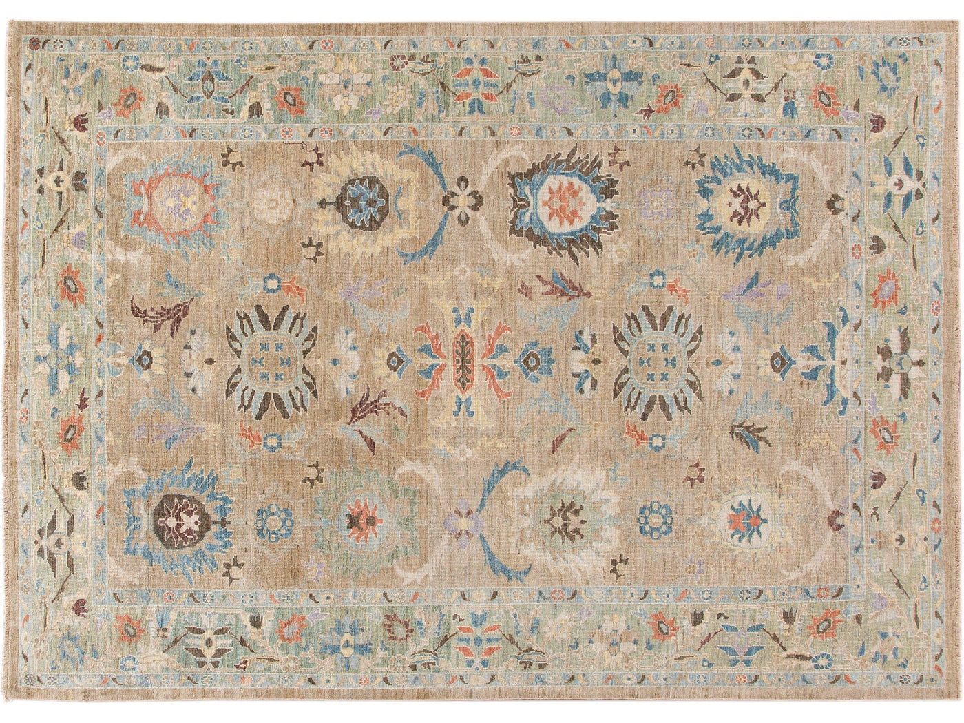 Modern Sultanabad Handmade Multicolor Floral Wool Rug