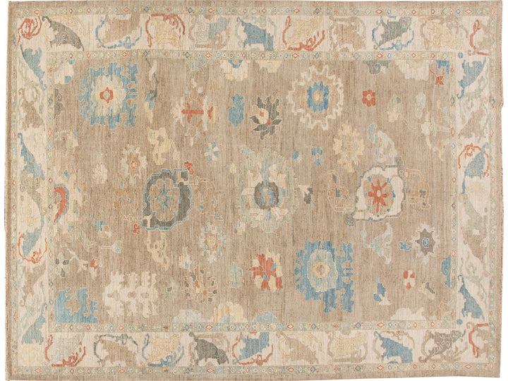 Modern Sultanabad Brown Handmade Floral Wool Rug