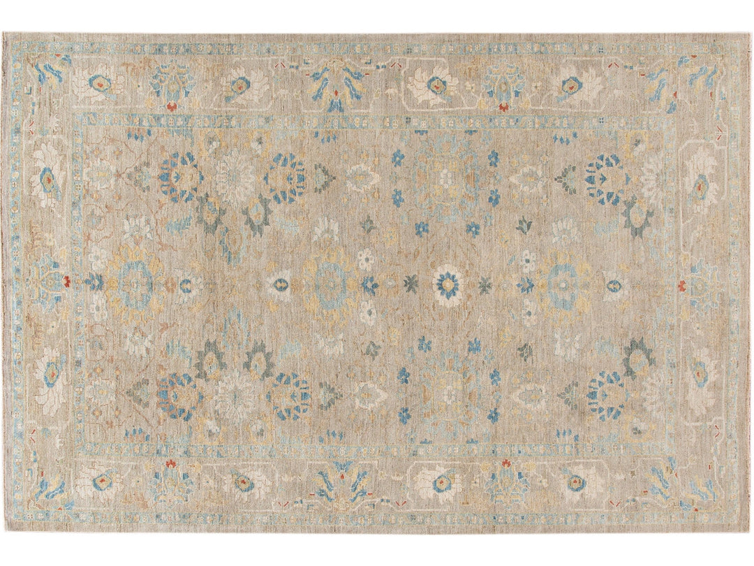 Modern Sultanabad Beige Handmade Floral Wool Rug