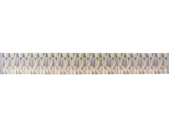 Modern Multicolor Swedish Style Handmade Geometric Abstract Long Wool Runner