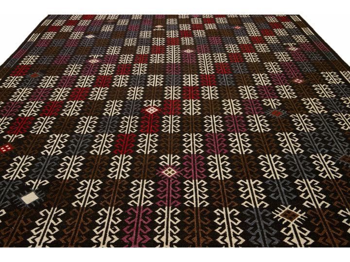 Vintage Soumak Wool Rug 10 X 14