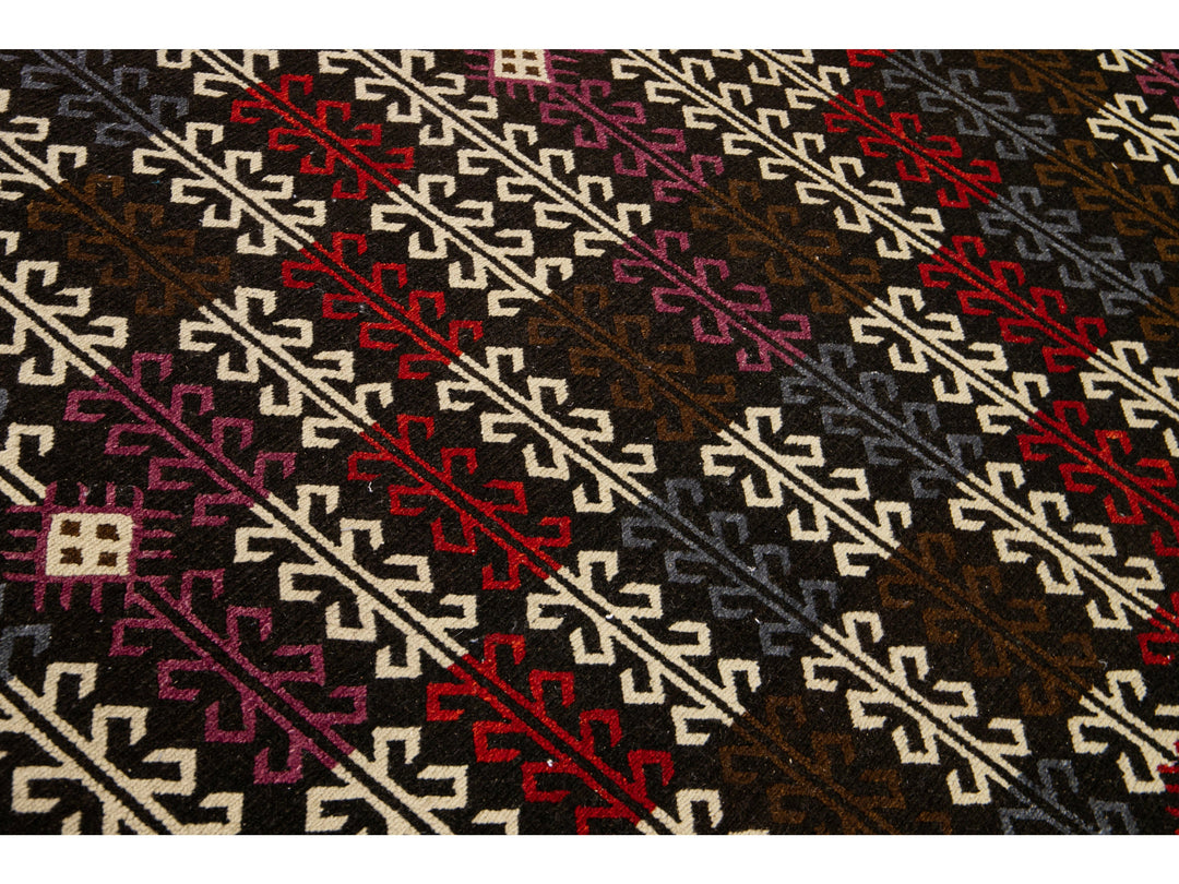 Vintage Soumak Wool Rug 10 X 14