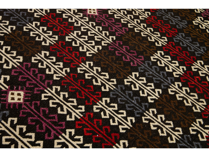 Vintage Soumak Wool Rug 10 X 14