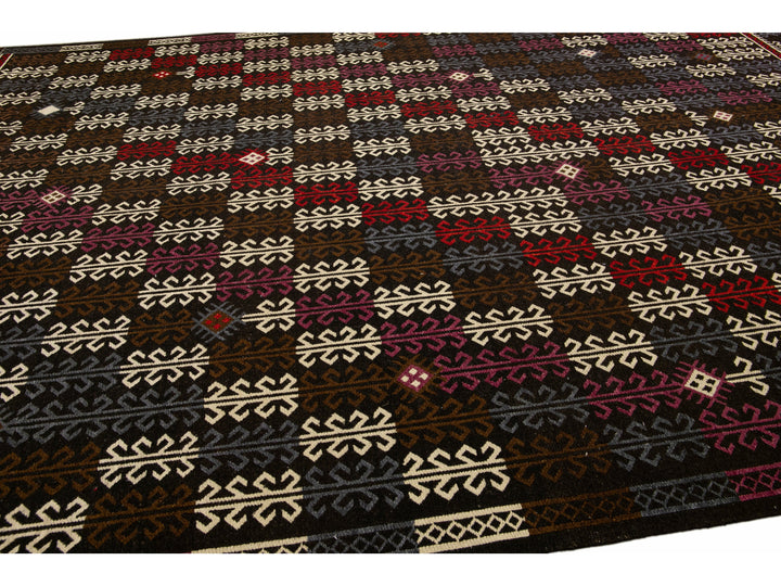 Vintage Soumak Wool Rug 10 X 14
