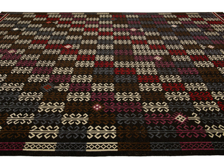 Vintage Soumak Wool Rug 10 X 14