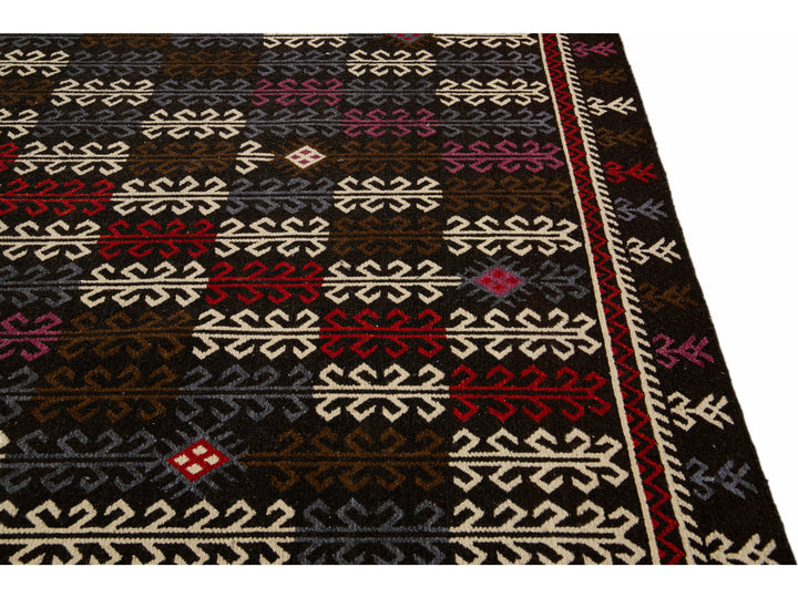 Vintage Soumak Wool Rug 10 X 14