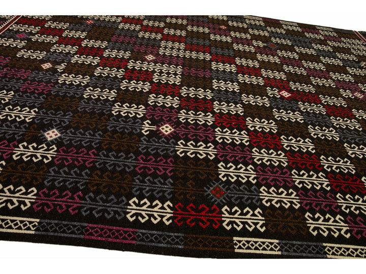 Vintage Soumak Wool Rug 10 X 14
