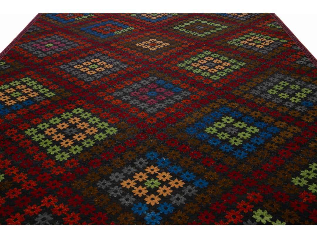 Vintage Soumak Wool Rug 10 X 14