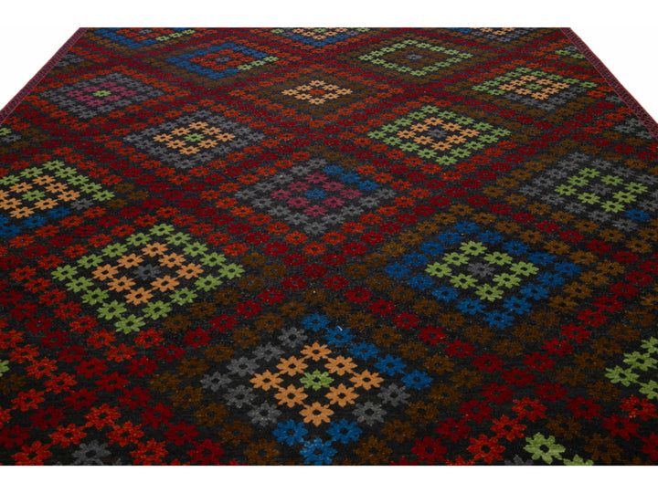 Vintage Soumak Wool Rug 10 X 14