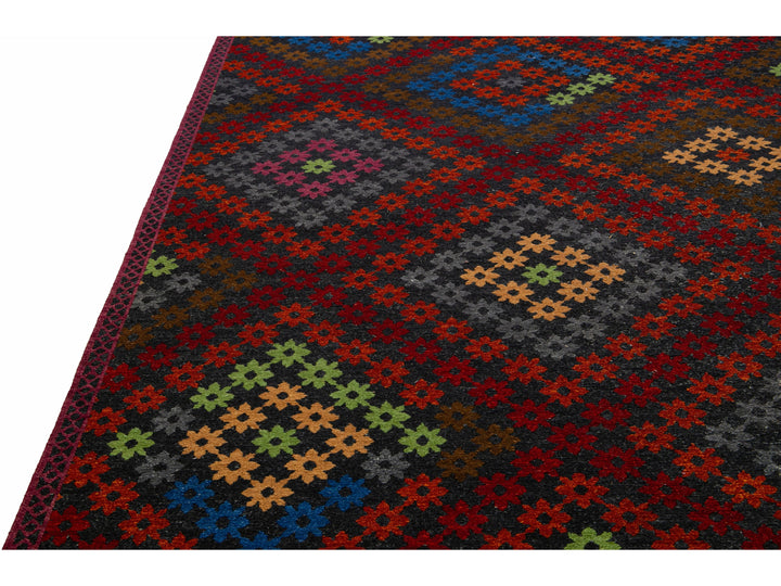 Vintage Soumak Wool Rug 10 X 14